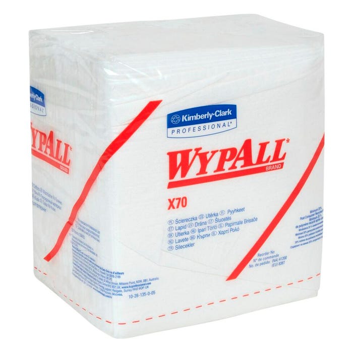 WYPALL X70 Wipers, Quarter-fold, 12-1/2 Inches x 12 Inches