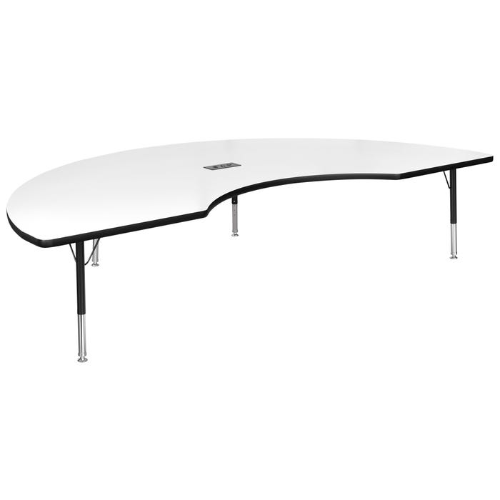 Classroom Select Activity Table with Power, Adjustable Height, Kidney, 48 x 72 Inches