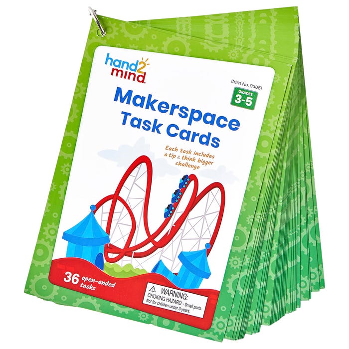 hand2mind Makerspace Task Cards, Grades 3 to 5, With Ring, Set of 36