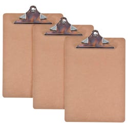 School Smart Masonite Clipboards, 9 x 12-1/2 Inches, Brown, Pack of 3 2133011