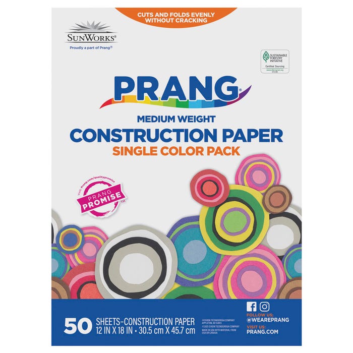 Prang Medium Weight Construction Paper, 12 x 18 Inches, Bright White, 50 Sheets