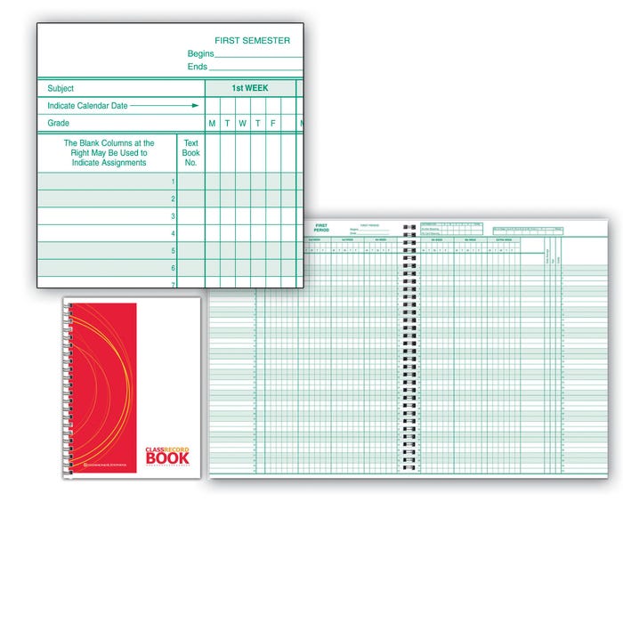 Hammond & Stephens 0626 P Class Record Book - PolyIce Cover, 8-1/2 X 11 Inches, 40 Students, 8 Subjects, 6/7 Week, Green