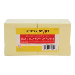 School Smart Pop-Up Self-Stick Adhesive Notes, 3 x 3 Inches, Yellow, 100 Sheets/Pad, Pack of 12 2147353