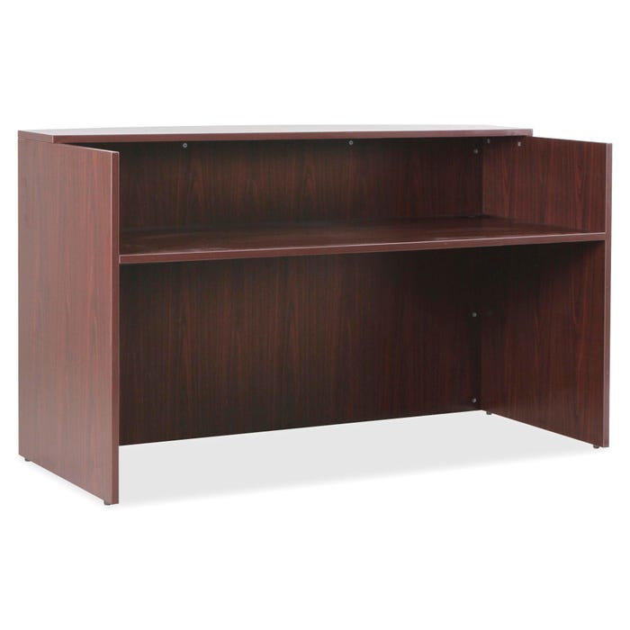 Lorell Essentials Series Mahogany Laminate Reception Desk, 70-7/8 x 35-3/8 x 42-1/2 Inches, Mahogany
