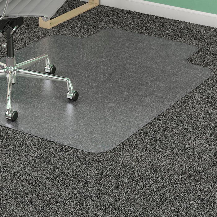 Lorell PlushMat Chair Mat, 45 x 53 Inches, Lip 25 x 12 Inches, Clear