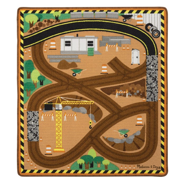 Melissa & Doug Round the Construction Zone Work Site Rug, 36 x 39 Inches