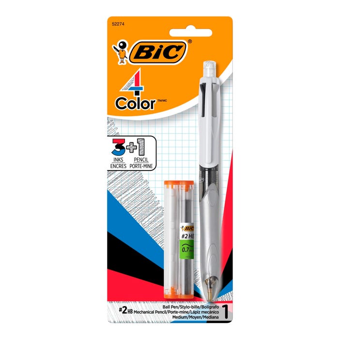 BIC 4-Color 3+1 Pen with 1 Pencil, Multiple Colors