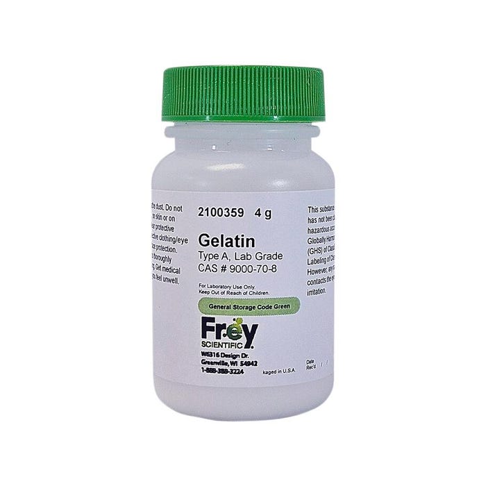 Frey Scientific Gelatin, Type A, Lab Grade, 4 Grams