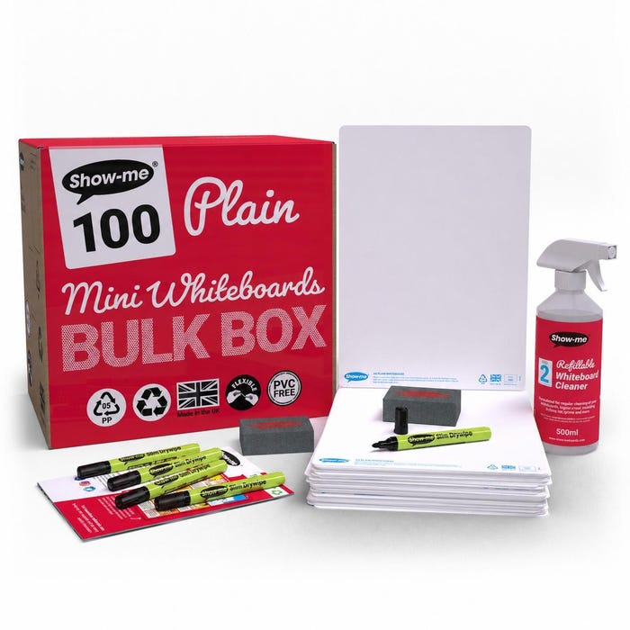 Show-me Dry Erase Board Classpack, 8 x 12 Inches, Plain, Set of 100