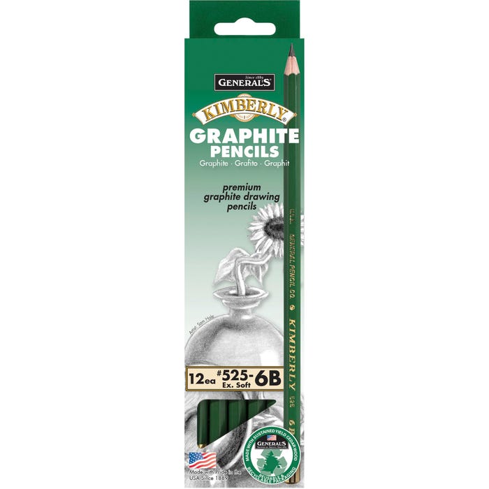 General's Kimberly Graphite Drawing Pencils, 6B Hardness, Pack of 12