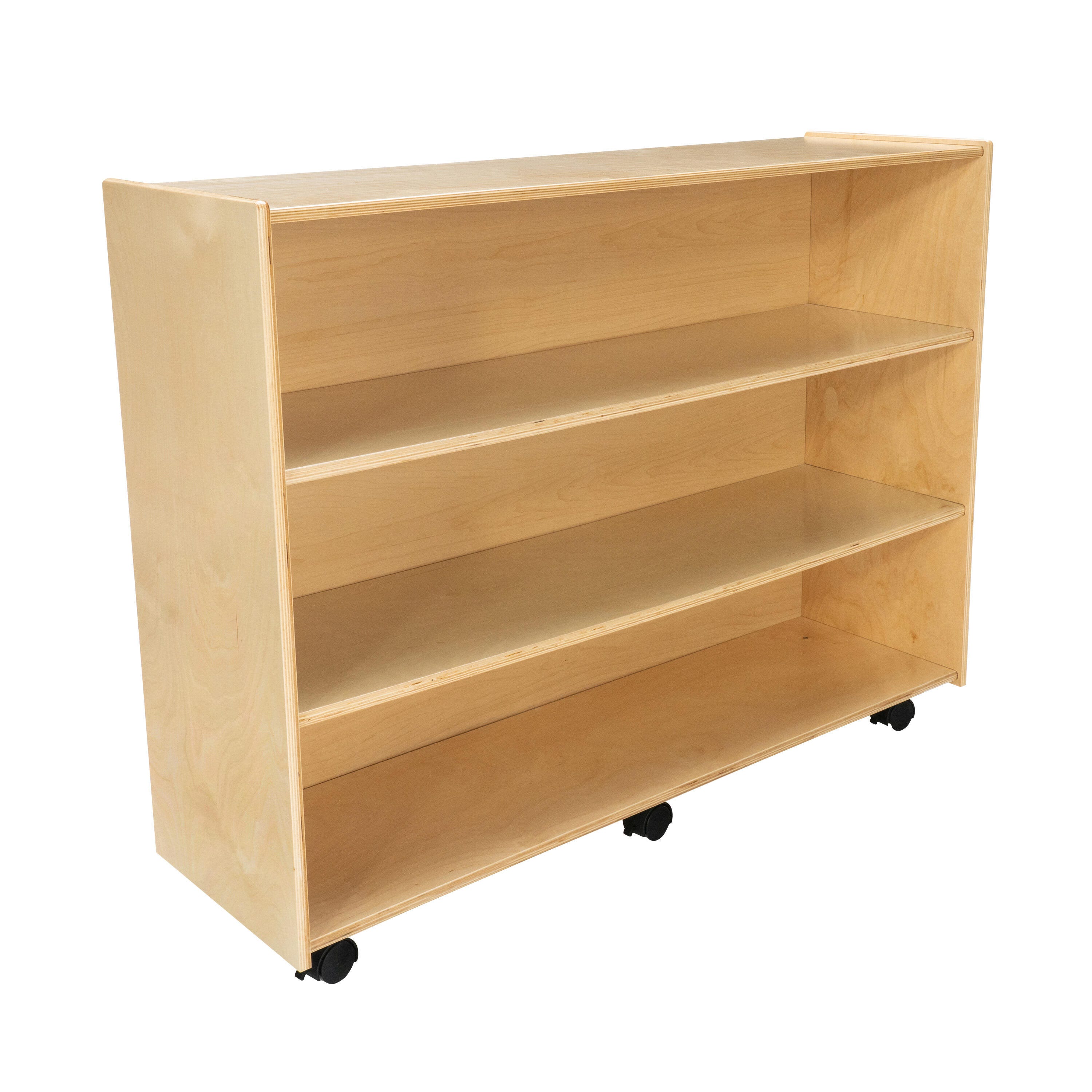 Childcraft Mobile Open Shelving Unit for Classrooms, 3 Shelves, Wooden, 47-3/4 x 14-1/4 x 36 Inches 1301523