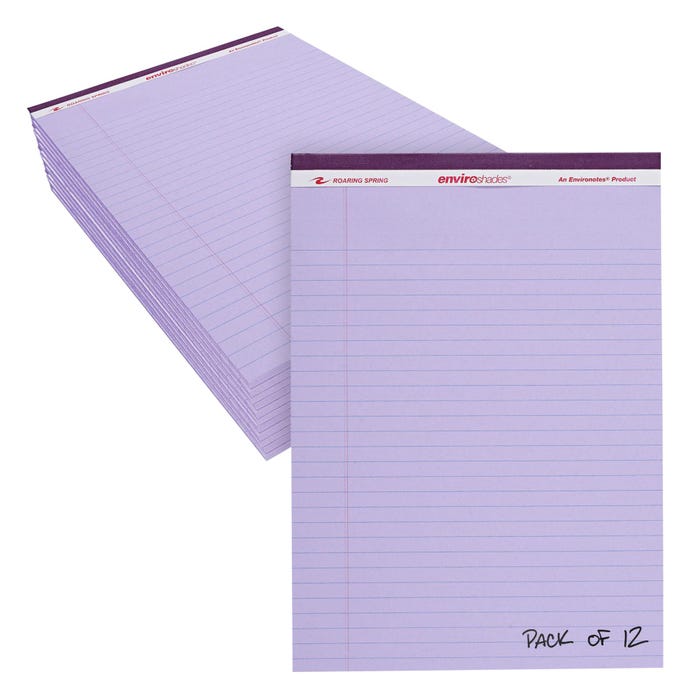 Enviroshades Legal Pads, 8-1/2 x 11 Inches, Orchid, 50 Sheets, Pack of 12