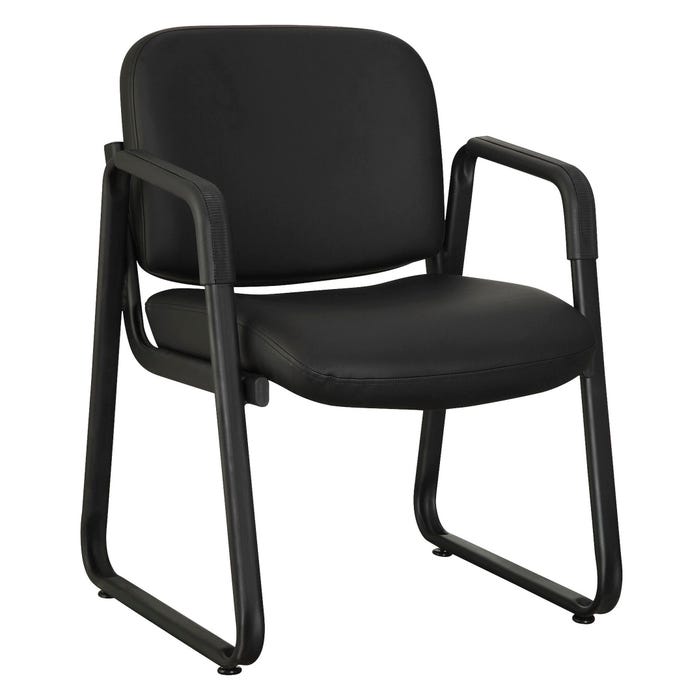 Lorell Black Leather Guest Chair, 26 x 24-3/4 x 33-1/2 Inches, Black