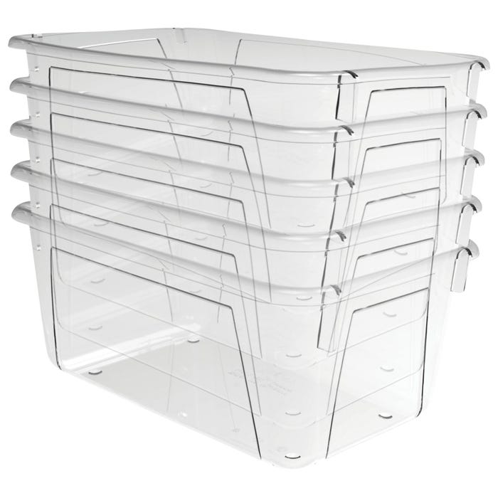 School Smart Storage Bin, 7-7/8 x 12-1/4 x 5-3/8 Inches, Clear, Pack of 5