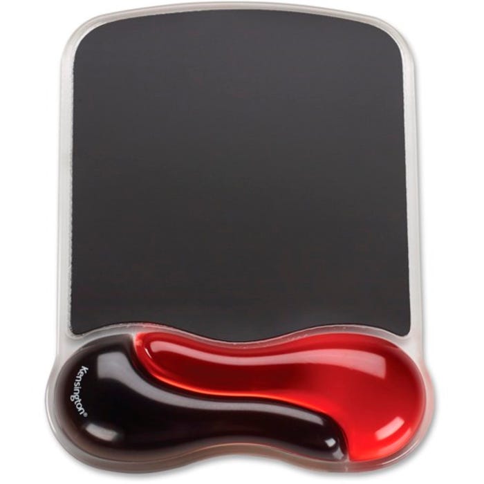 Kensington Duo Gel Wave Mouse Pad with Wrist Rest, Red/Black