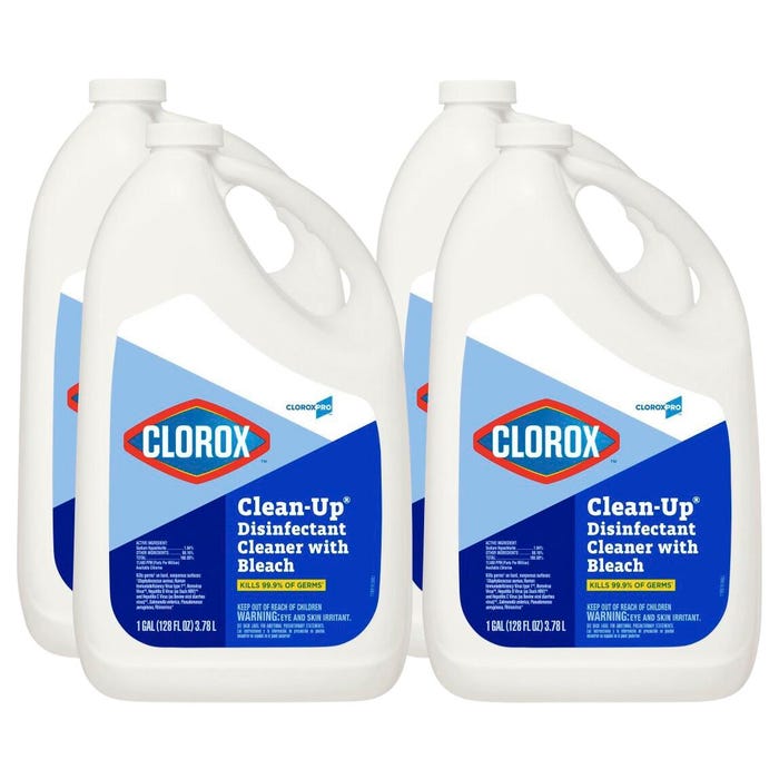 CloroxPro Clean-Up Disinfectant Cleaner with Bleach, Gallon Refill, Pack of 4