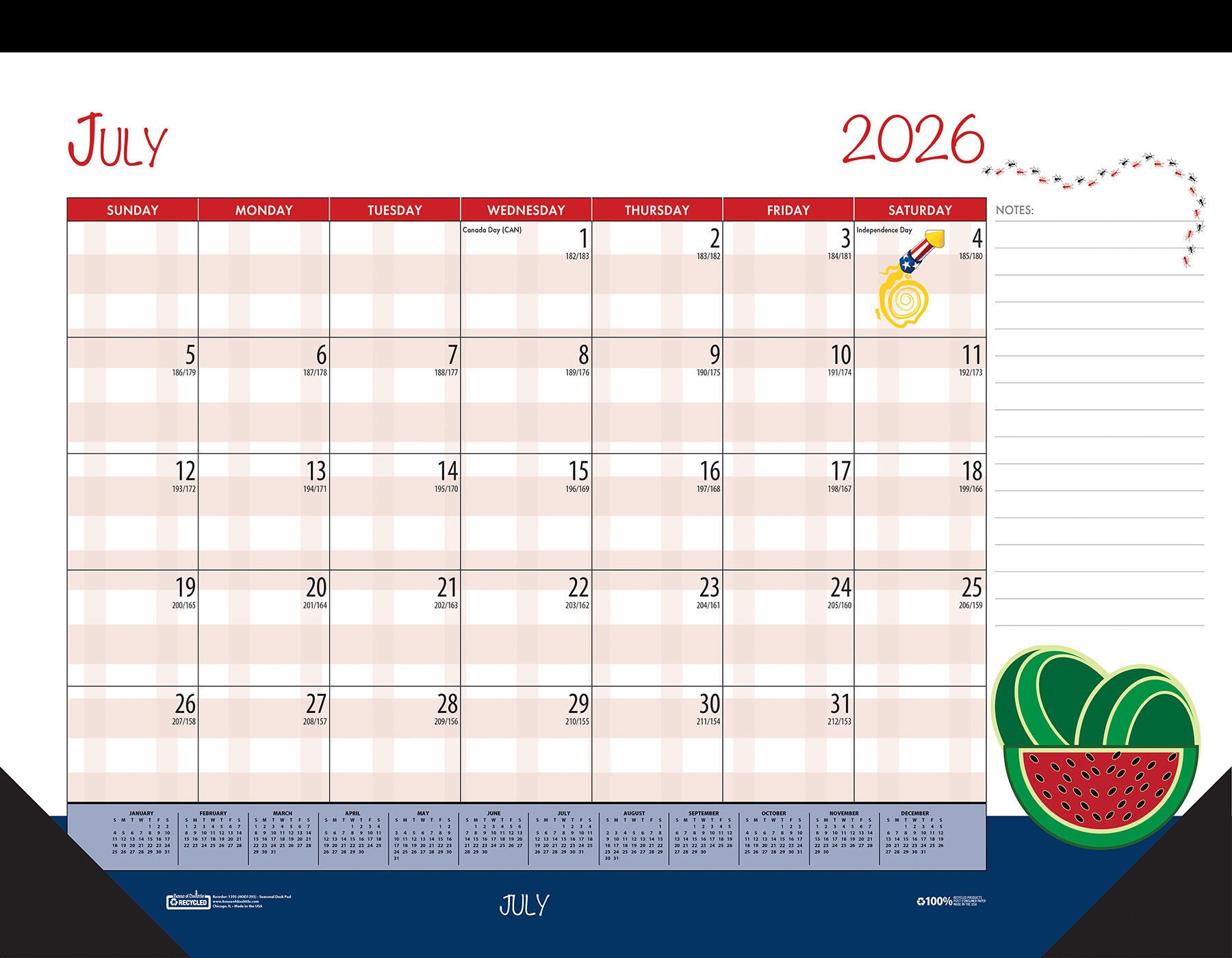 Image for House of Doolittle Seasonal Academic Desk Pad Calendar, July 2026 to June 2027, Recycled, 22 x 17 Inches from School Specialty