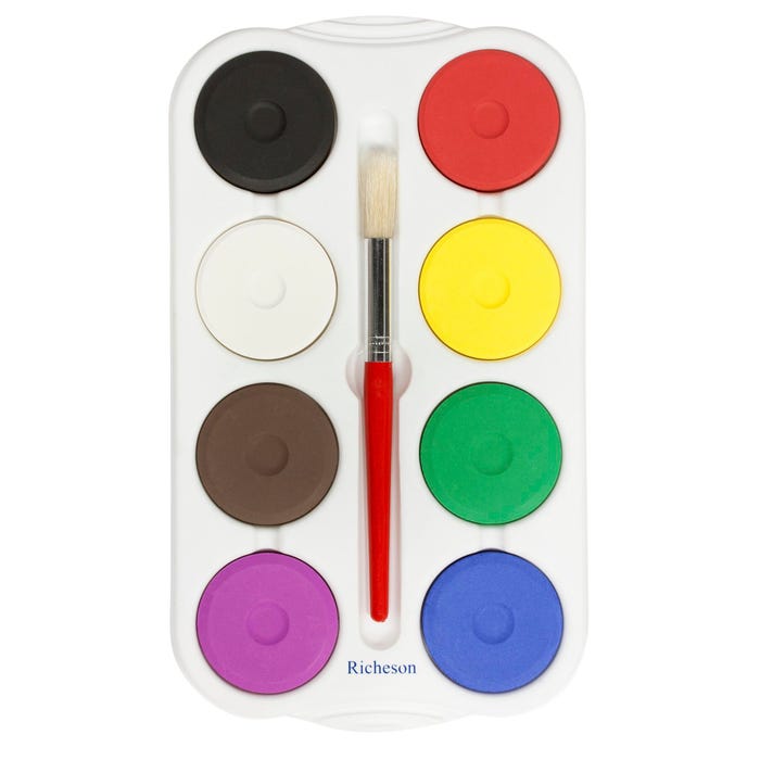 Jack Richeson Tempera Paint Cakes, Large Size, Assorted Colors, Set of 8