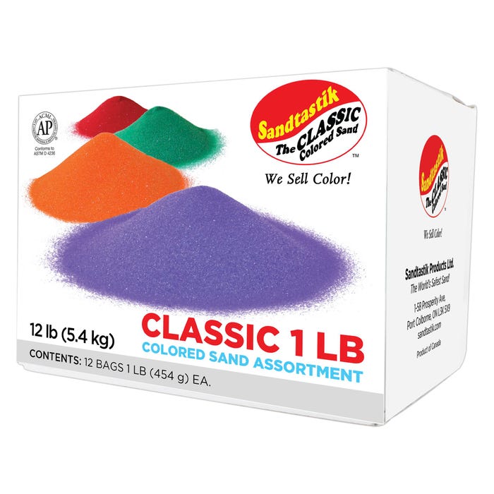 Sandtastik Colored Sand, 1 Pound Bags, Assorted Colors, Set of 12