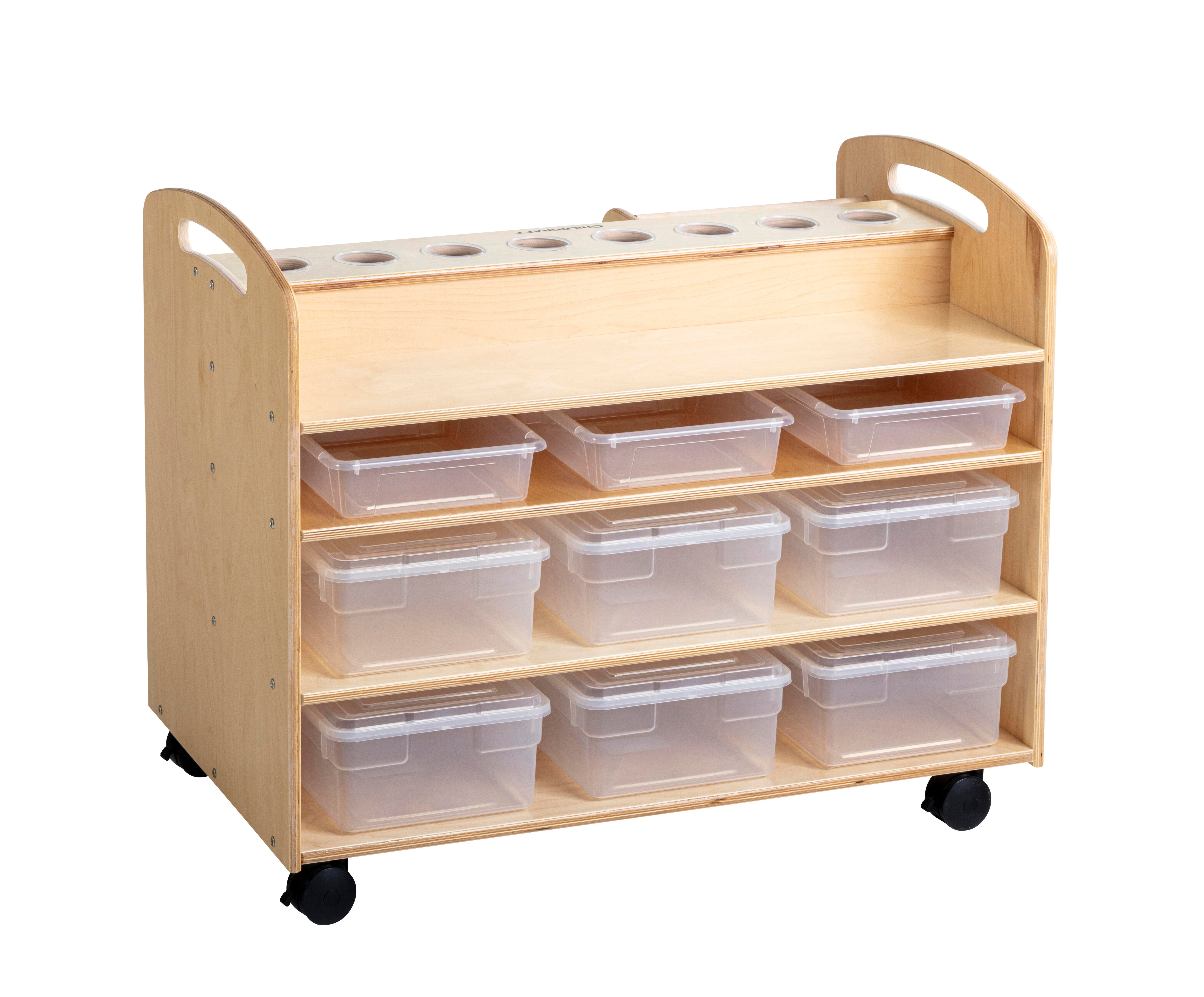 Image for Childcraft Art Storage Trolley with Cups and Translucent Trays and Bins, 39 x 24 x 32 Inches from School Specialty