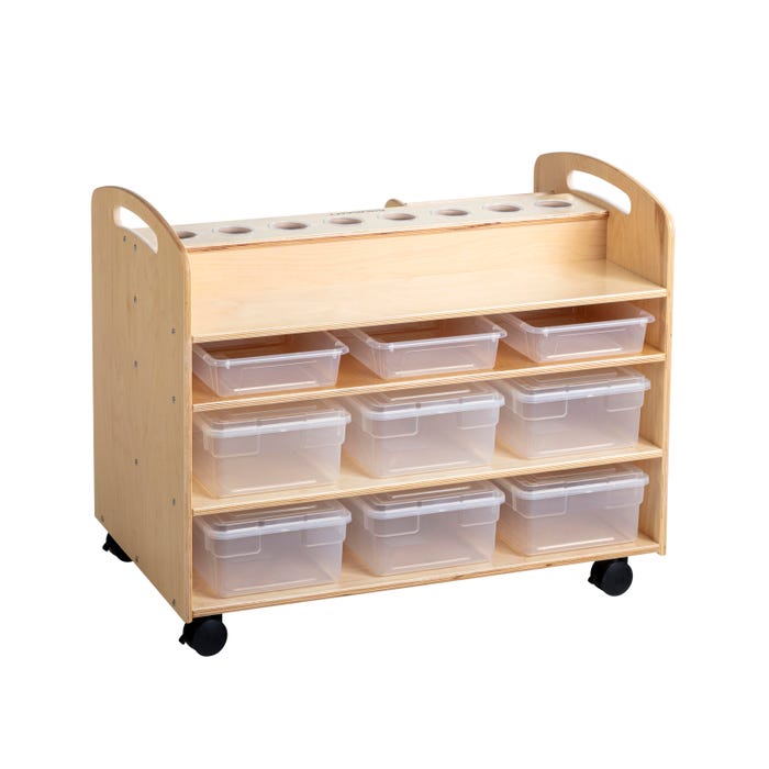 Childcraft Art Storage Trolley with Cups and Translucent Trays and Bins, 39 x 24 x 32 Inches