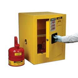 Justrite Sure-Grip EX Countertop Flammables Storage Cabinet, 17 x 17 x 22 Inches, 4 Gallon, Yellow 528440