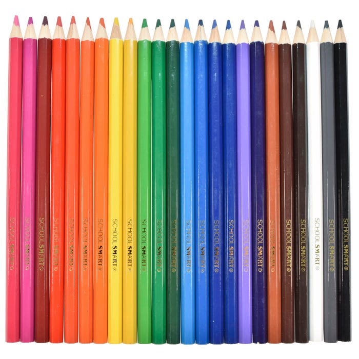 School Smart Colored Pencils, Assorted Colors, Pack of 24