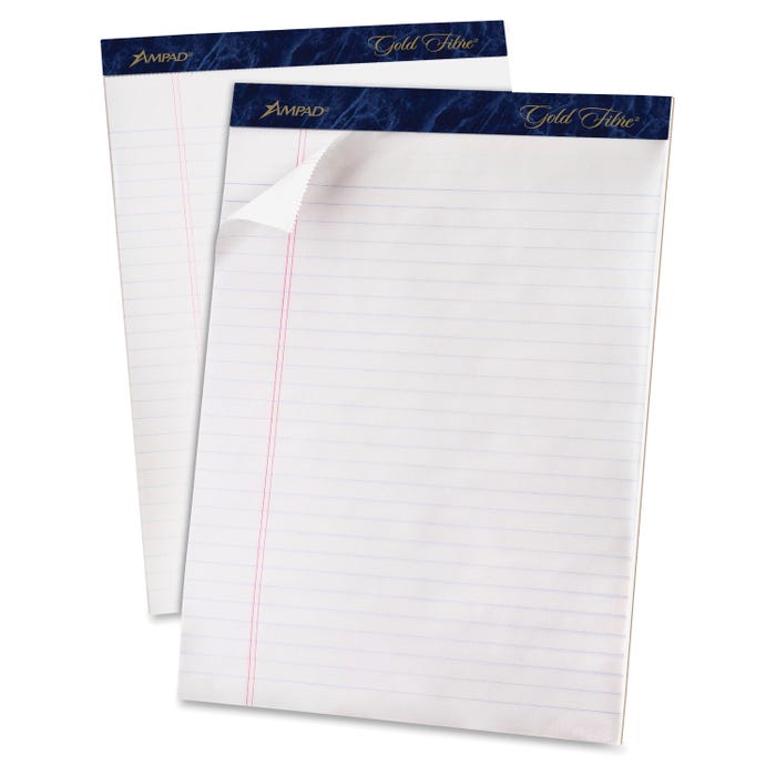 Ampad Gold Fibre Legal Pad, 8-1/2 x 11-3/4 Inches, Legal Ruled, White, 50 Sheets, Pack of 12