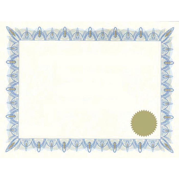Geographics Printable Certificate with Seals, 11 x 8-1/2 inches, Classic Blue, Pack of 25