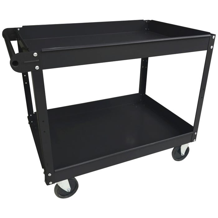 Lorell Steel Utility Cart - Utility Cart, 2-Shelf, 16 x 30 x 32 Inches, Black