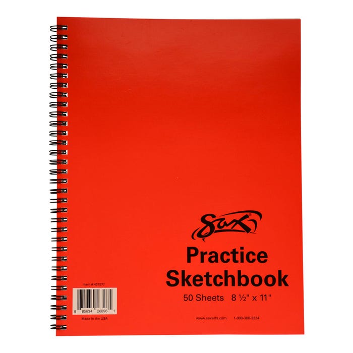 Sax Spiral Binding Sketchbook, 50 lb, 8-1/2 x 11 Inches, 50 Sheets, White