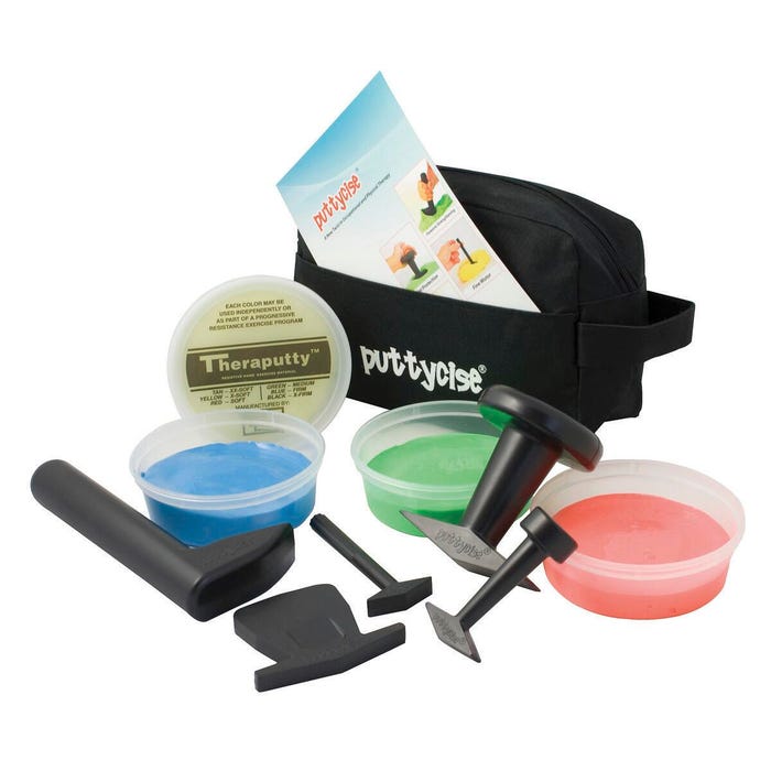 CanDo Puttycise Easy Resistance Theraputty Kit, 5 Piece Set Plus (4) 6 Ounce Tubs of Theraputty