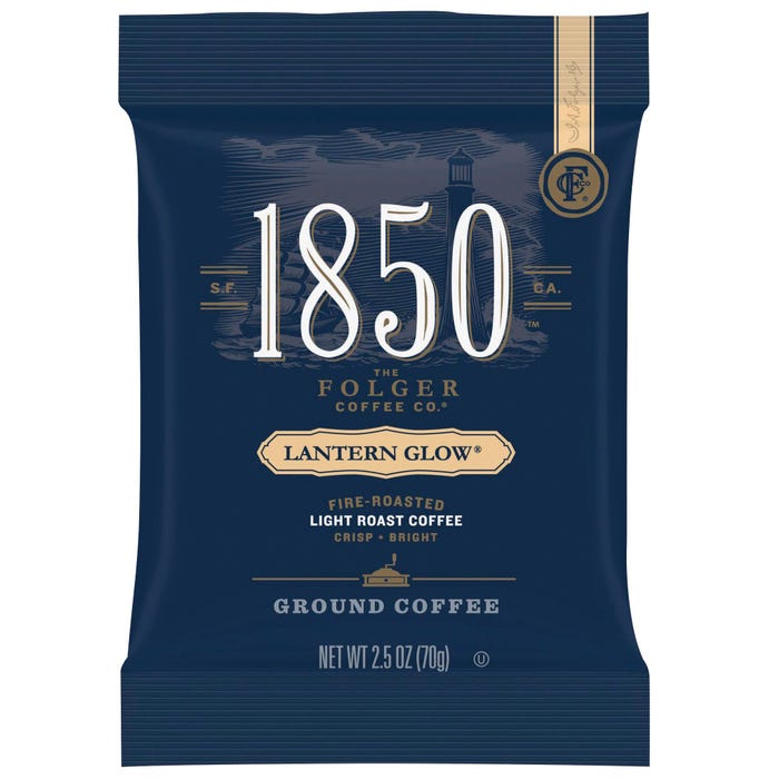 Folgers 1850 Lantern Glow Ground Coffee Pouches, 2.5 Ounces, Pack of 24