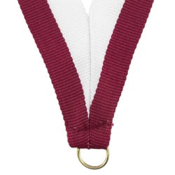 Neck Ribbon, 7/8 x 32 Inches, Maroon/White