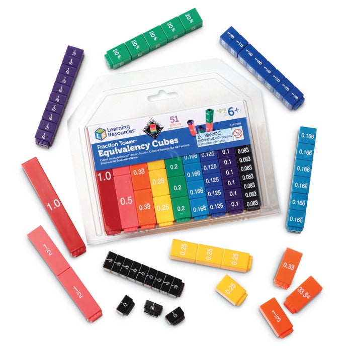 Learning Resources Fraction Tower Equivalency Cubes, Set of 51
