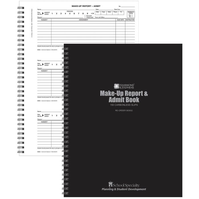 Hammond & Stephens 83932 2-Part Carbonless Admit Make Up Report Book, 8-1/2 x 11 Inches, White/Canary