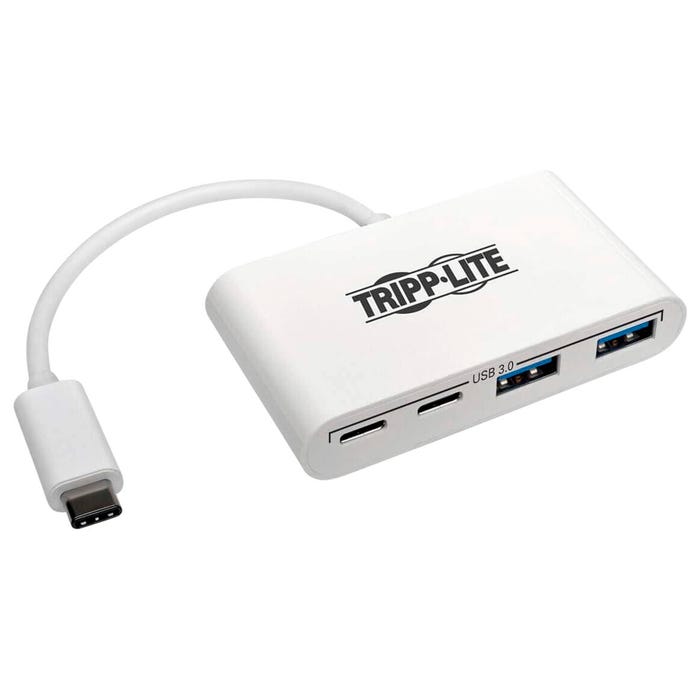 Tripp Lite 4-Port USB-C Hub, USB C to 2x USB-A, 2x USB-C, USB 3.0, White