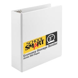 School Smart Round Ring Binder, Polypropylene, 3 Inches, White