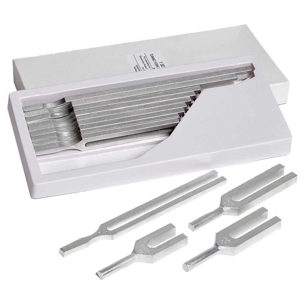 United Scientific Tuning Fork Set of 13, 100 Hertz to 4096 Hertz, Item Number 2093740