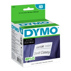 Dymo LabelWriter Name Badge Labels, 2-1/4 x 4 Inches, White, 1 Roll of 250 Labels 075966