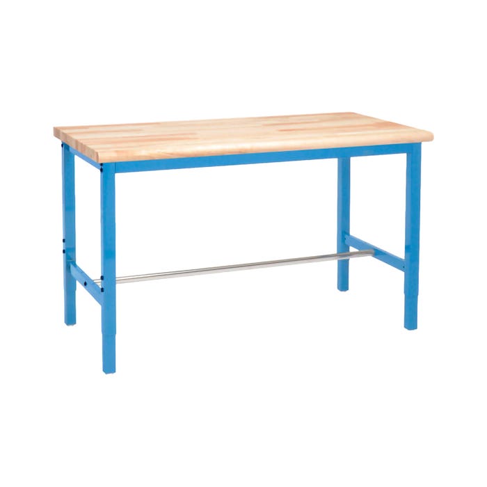 Global Industrial Adjustable Height Workbench with Square Tube Leg, Maple Safety Edge