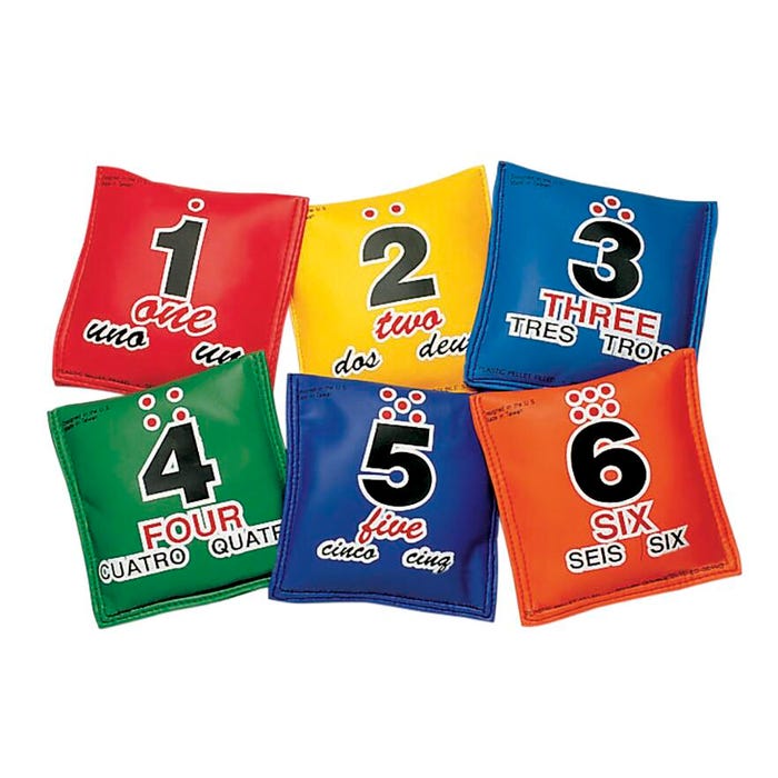 Sportime Tri-Lingual Sequencing Educational Bean Bags, Assorted Colors, Set of 6