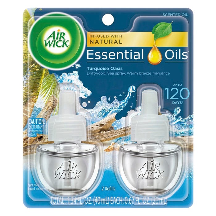 Air Wick Scented Oils Refill, 0.67 Ounce, Turquoise Oasis, 2 Count, Case of 6
