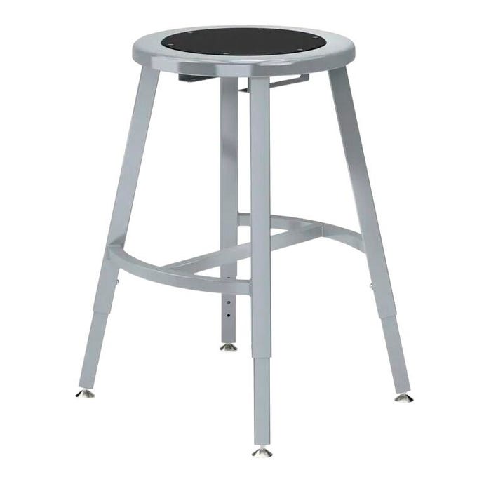National Public Seating Titan Stool, Black Steel Seat, 18-26 Inch Adjustable Height, Gray Frame