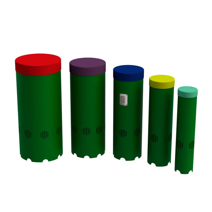 Freenotes Harmony Park Tuned Drums Toddler Size, Inground Mount, Rainbow Caps, 75 x 15 x 29 inches