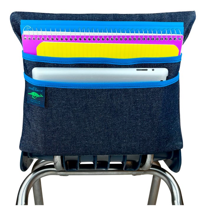 Aussie Pouch Chair Pocket, Double Pockets, Extra Large, 19 Inches, Blue Trim