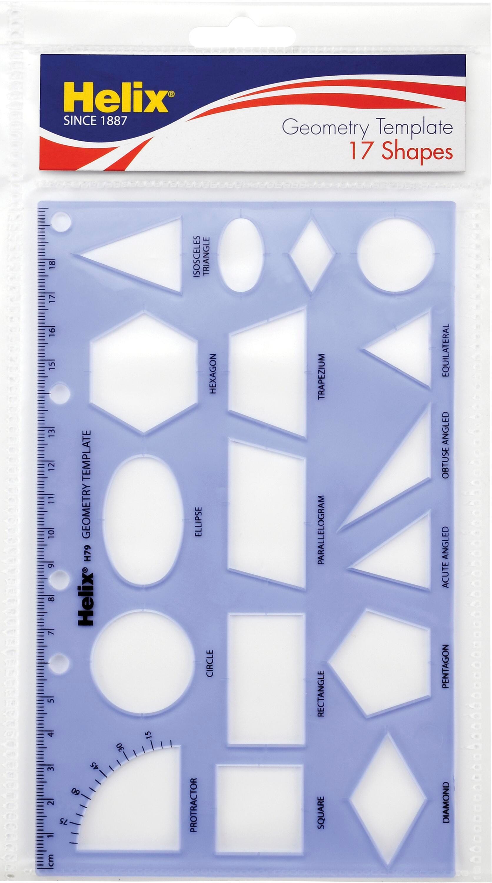 Image for Helix Geometry Shapes Drafting Template, 4-7/8 x 7-13/16 Inches, 17 Shapes from School Specialty