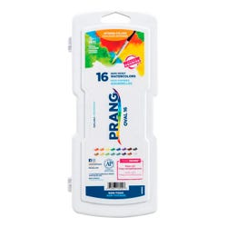 Prang Non-Toxic Semi-Moist Wax-Free Watercolor Paints, Plastic Oval Pan, 16 Assorted Colors Item Number 406021