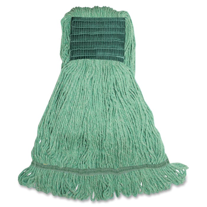 Genuine Joe Synthetic Blend Wide Band Medium Mophead, Green, Pack of 12