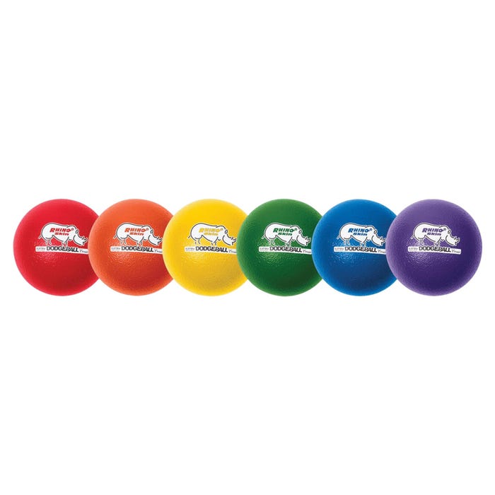 Champion Sports Rhino Skin Dodgeballs, 8 Inch Diameter, Assorted Colors, Set of 6